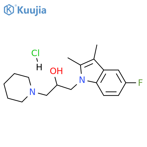 1-(5-fluoro-2,3-dimethyl-1H-indol-1-yl)-3-(piperidin-1-yl)propan-2-ol hydrochloride structure