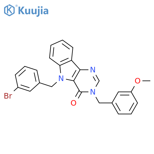 5-[(3-bromophenyl)methyl]-3-[(3-methoxyphenyl)methyl]-3H,4H,5H-pyrimido[5,4-b]indol-4-one structure
