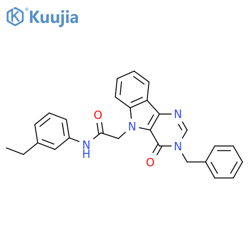 2-{3-benzyl-4-oxo-3H,4H,5H-pyrimido[5,4-b]indol-5-yl}-N-(3-ethylphenyl)acetamide structure