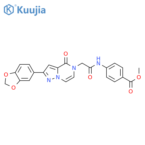 methyl 4-{2-[2-(2H-1,3-benzodioxol-5-yl)-4-oxo-4H,5H-pyrazolo[1,5-a]pyrazin-5-yl]acetamido}benzoate structure