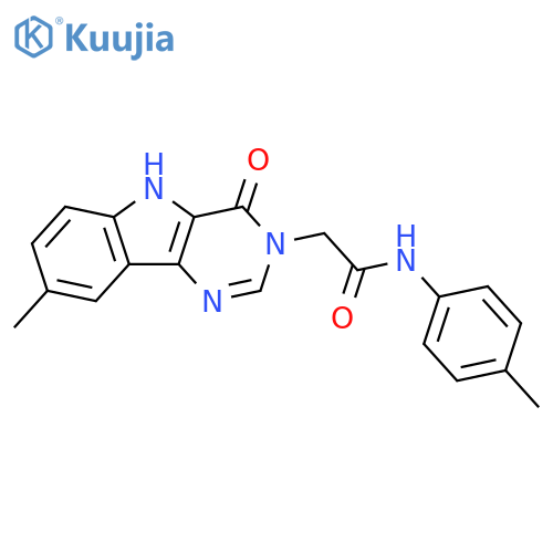 2-{8-methyl-4-oxo-3H,4H,5H-pyrimido[5,4-b]indol-3-yl}-N-(4-methylphenyl)acetamide structure