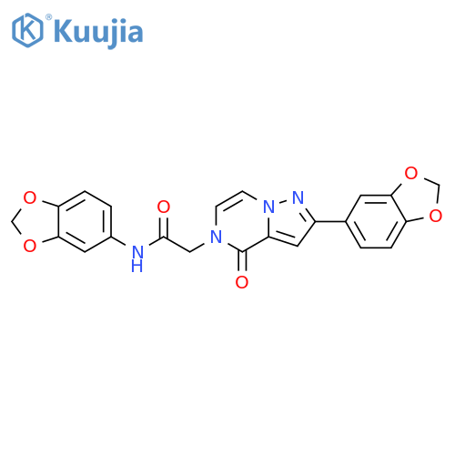 N-(2H-1,3-benzodioxol-5-yl)-2-[2-(2H-1,3-benzodioxol-5-yl)-4-oxo-4H,5H-pyrazolo[1,5-a]pyrazin-5-yl]acetamide structure