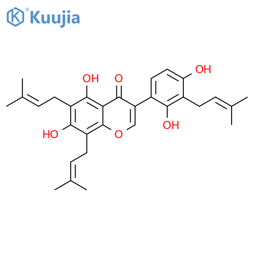 4H-1-Benzopyran-4-one, 3-[2,4-dihydroxy-3-(3-methyl-2-buten-1-yl)phenyl]-5,7-dihydroxy-6,8-bis(3-methyl-2-buten-1-yl)- structure