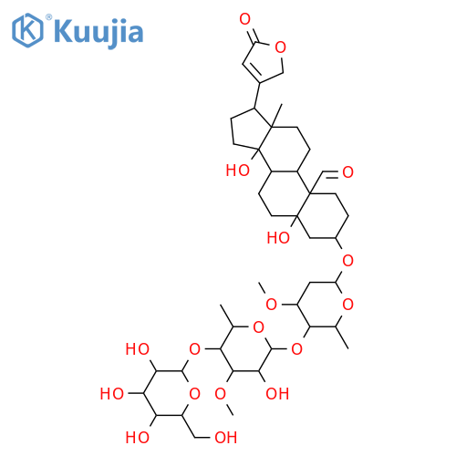 Card-20(22)-enolide,3-[(O-b-D-glucopyranosyl-(1&reg;4)-O-6-deoxy-3-O-methyl-b-D-galactopyranosyl-(1&reg;4)-2,6-dideoxy-3-O-methyl-b-D-ribo-hexopyranosyl)oxy]-5,14-dihydroxy-19-oxo-, (3b,5b)- (9CI) structure