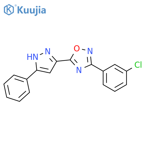 3-(3-chlorophenyl)-5-(3-phenyl-1H-pyrazol-5-yl)-1,2,4-oxadiazole structure