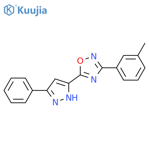 3-(3-methylphenyl)-5-(3-phenyl-1H-pyrazol-5-yl)-1,2,4-oxadiazole structure