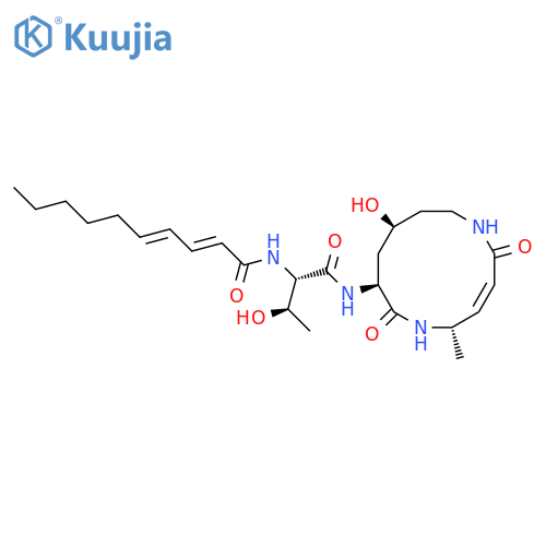 2,4-Decadienamide,N-[(1S,2R)-2-hydroxy-1-[[[(3E,5S,8S,10S)-10-hydroxy-5-methyl-2,7-dioxo-1,6-diazacyclododec-3-en-8-yl]amino]carbonyl]propyl]-,(2E,4E)- (9CI) structure