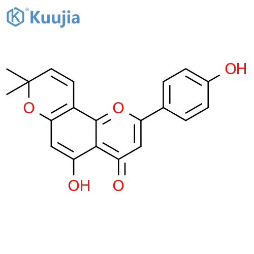 4H,8H-Benzo[1,2-b:3,4-b']dipyran-4-one,5-hydroxy-2-(4-hydroxyphenyl)-8,8-dimethyl- structure
