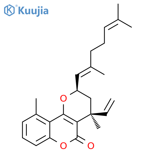 2H,5H-Pyrano[3,2-c][1]benzopyran-5-one,2-[(1E)-2,6-dimethyl-1,5-heptadienyl]-4-ethenyl-3,4-dihydro-4,10-dimethyl-,(2R,4S)-rel- (9CI) structure
