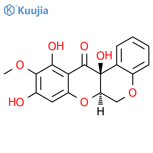 [1]Benzopyrano[3,4-b][1]benzopyran-12(6H)-one,6a,12a-dihydro-9,11,12a-trihydroxy-10-methoxy-, (6aR,12aS)-rel-(-)- (9CI) structure