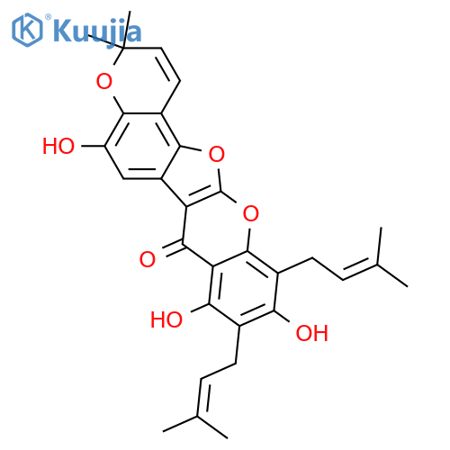 3H,7H-Pyrano[2',3':6,7]benzofuro[2,3-b][1]benzopyran-7-one,5,8,10-trihydroxy-3,3-dimethyl-9,11-bis(3-methyl-2-buten-1-yl)- structure