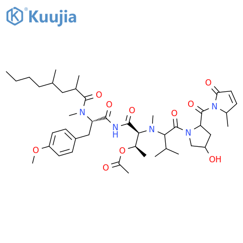 L-Threoninamide,N-(2,4-dimethyl-1-oxooctyl)-N,O-dimethyl-L-tyrosyl-N-[1-[[2-[(2,5-dihydro-2-methyl-5-oxo-1H-pyrrol-1-yl)carbonyl]-4-hydroxy-1-pyrrolidinyl]carbonyl]-2-methylpropyl]-N-methyl-,3-acetate (9CI) structure