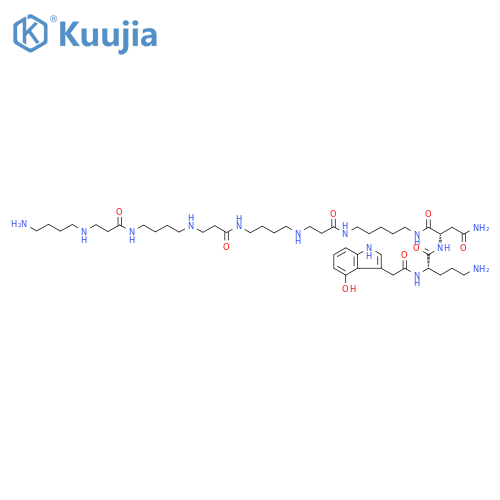 L-Aspartamide,N2-[(4-hydroxy-1H-indol-3-yl)acetyl]-L-ornithyl-N1-(32-amino-7,16,25-trioxo-6,10,15,19,24,28-hexaazadotriacont-1-yl)-(9CI) structure