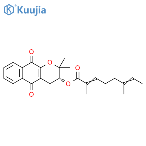2,6-Octadienoic acid, 2,6-dimethyl-, (3R)-3,4,5,10-tetrahydro-2,2-dimethyl-5,10-dioxo-2H-naphtho[2,3-b]pyran-3-yl ester structure
