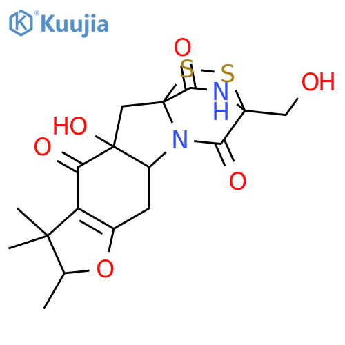 10H-3,11a-(Iminomethano)[1,2,4]dithiazino[4,3-a]furo[3,2-f]indole-4,10,12(3H)-trione,5a,6,8,9,10a,11-hexahydro-10a-hydroxy-3-(hydroxymethyl)-8,9,9-trimethyl-,(3R,5aR,8R,10aS,11aR)- (9CI) structure