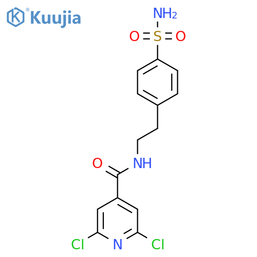 2,6-dichloro-N-[2-(4-sulfamoylphenyl)ethyl]pyridine-4-carboxamide structure
