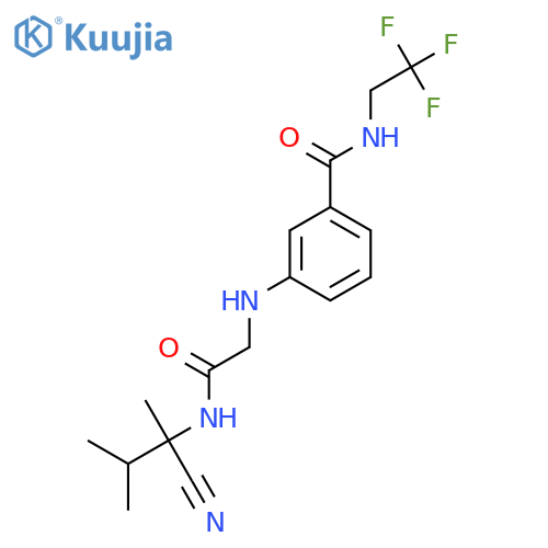 3-({[(1-Cyano-1,2-dimethylpropyl)carbamoyl]methyl}amino)-N-(2,2,2-trifluoroethyl)benzamide structure