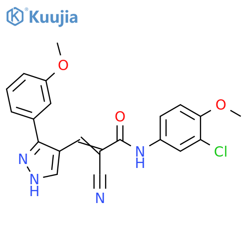 N-(3-Chloro-4-methoxyphenyl)-2-cyano-3-[3-(3-methoxyphenyl)-1H-pyrazol-4-yl]-2-propenamide structure