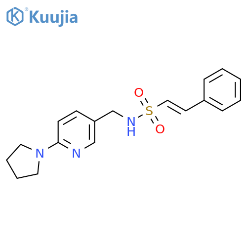 2-phenyl-N-{[6-(pyrrolidin-1-yl)pyridin-3-yl]methyl}ethene-1-sulfonamide structure