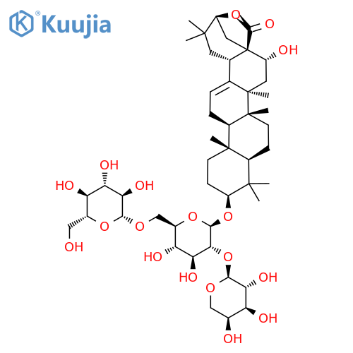 Olean-12-en-28-oic acid, 3-[(O-α-L-arabinopyranosyl-(1→2)-O-[β-D-glucopyranosyl-(1→6)]-β-D-glucopyranosyl)oxy]-16,21-dihydroxy-, γ-lactone, (3β,16α,21β)- (9CI) structure