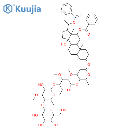 β-D-ribo-Hexopyranoside, (3β,12β,14β,20R)-12,20-bis(benzoyloxy)-14-hydroxypregn-5-en-3-yl O-β-D-glucopyranosyl-(1→4)-O-6-deoxy-3-O-methyl-β-D-allopyranosyl-(1→4)-O-2,6-dideoxy-3-O-methyl-β-D-arabino-hexopyranosyl-(1→4)-2,6-dideoxy-3-O-methyl- (9CI) structure