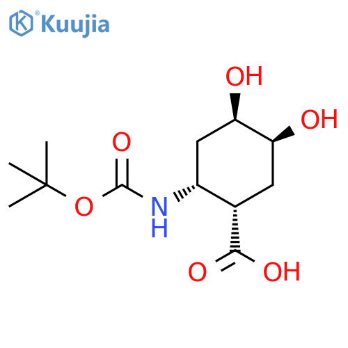 (1RS,2SR,4RS&,5SR&)-2-{(tert-butoxy)carbonylamino}-4,5-dihydroxycyclohexane-1-carboxylic acid structure