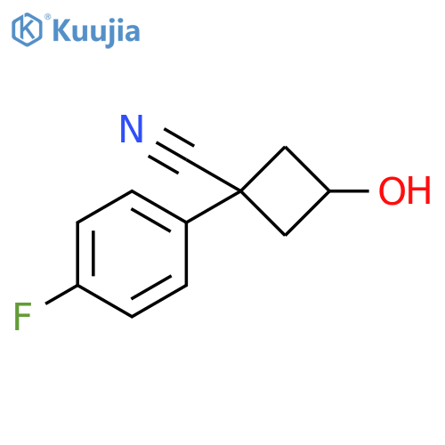 1-(4-fluorophenyl)-3-hydroxycyclobutane-1-carbonitrile structure