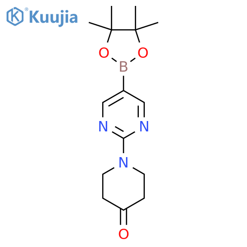 1-(5-(4,4,5,5-Tetramethyl-1,3,2-dioxaborolan-2-yl)pyrimidin-2-yl)piperidin-4-one structure