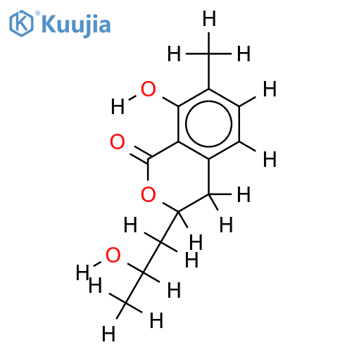 3R-(2R-hydroxypropyl)-8-hydroxyl-7-methyl-3,4-dihydroisocoumarine structure