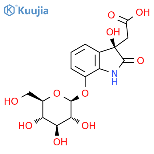 1H-Indole-3-acetic acid, 7-(β-D-glucopyranosyloxy)-2,3-dihydro-3-hydroxy-2-oxo-, (3R)- structure