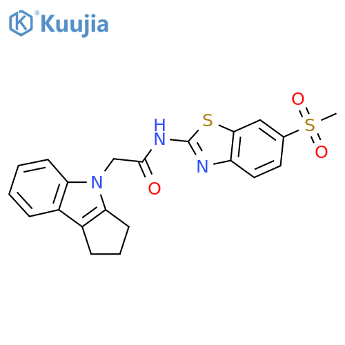 2-{1H,2H,3H,4H-cyclopentabindol-4-yl}-N-(6-methanesulfonyl-1,3-benzothiazol-2-yl)acetamide structure