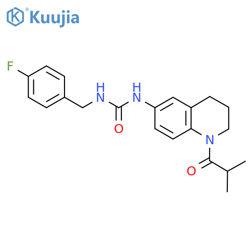 1-(4-fluorophenyl)methyl-3-1-(2-methylpropanoyl)-1,2,3,4-tetrahydroquinolin-6-ylurea structure