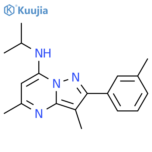 3,5-dimethyl-2-(3-methylphenyl)-N-(propan-2-yl)pyrazolo[1,5-a]pyrimidin-7-amine structure