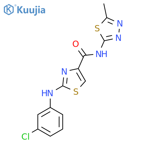 2-(3-chlorophenyl)amino-N-(5-methyl-1,3,4-thiadiazol-2-yl)-1,3-thiazole-4-carboxamide structure