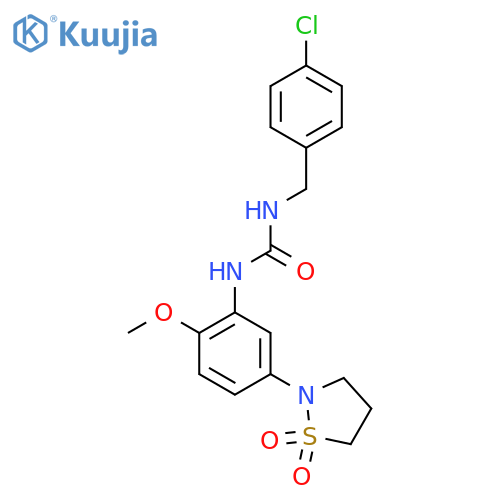 1-(4-chlorophenyl)methyl-3-5-(1,1-dioxo-1lambda6,2-thiazolidin-2-yl)-2-methoxyphenylurea structure