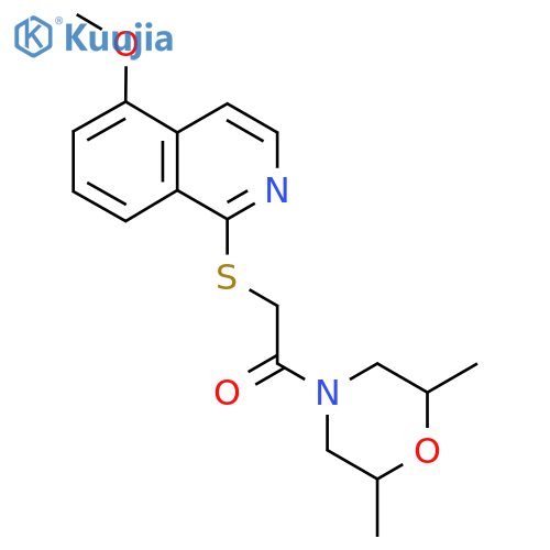 1-(2,6-dimethylmorpholin-4-yl)-2-(5-methoxyisoquinolin-1-yl)sulfanylethan-1-one structure