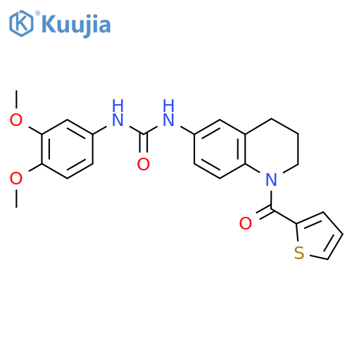 1-(3,4-dimethoxyphenyl)-3-1-(thiophene-2-carbonyl)-1,2,3,4-tetrahydroquinolin-6-ylurea structure