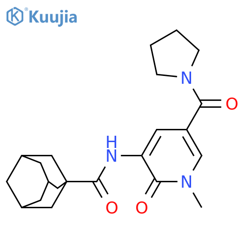 N-[1-methyl-2-oxo-5-(pyrrolidine-1-carbonyl)-1,2-dihydropyridin-3-yl]adamantane-1-carboxamide structure
