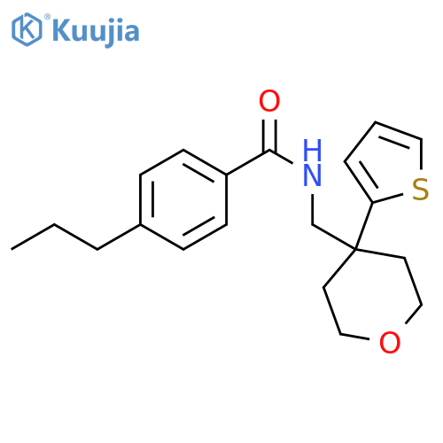 4-propyl-N-{[4-(thiophen-2-yl)oxan-4-yl]methyl}benzamide structure