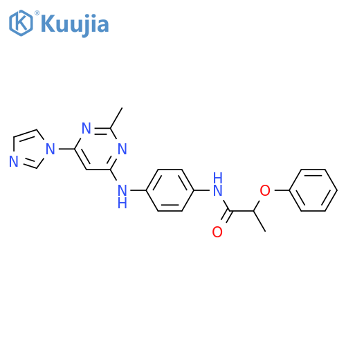 N-(4-{6-(1H-imidazol-1-yl)-2-methylpyrimidin-4-ylamino}phenyl)-2-phenoxypropanamide structure