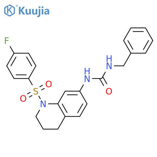 1-benzyl-3-1-(4-fluorobenzenesulfonyl)-1,2,3,4-tetrahydroquinolin-7-ylurea structure