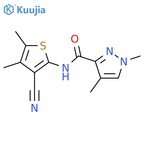 N-(3-cyano-4,5-dimethylthiophen-2-yl)-1,4-dimethyl-1H-pyrazole-3-carboxamide structure