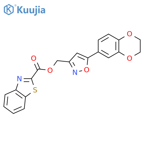 [5-(2,3-dihydro-1,4-benzodioxin-6-yl)-1,2-oxazol-3-yl]methyl 1,3-benzothiazole-2-carboxylate structure
