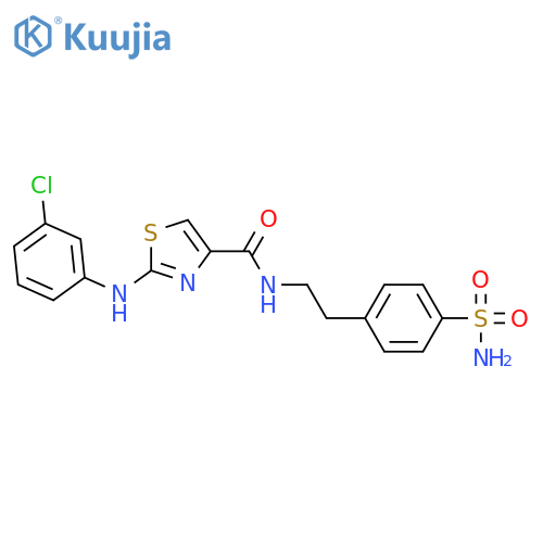 2-(3-chlorophenyl)amino-N-2-(4-sulfamoylphenyl)ethyl-1,3-thiazole-4-carboxamide structure