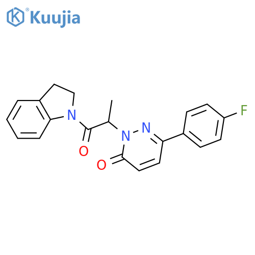 2-[1-(2,3-dihydro-1H-indol-1-yl)-1-oxopropan-2-yl]-6-(4-fluorophenyl)-2,3-dihydropyridazin-3-one structure