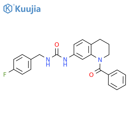 3-(1-benzoyl-1,2,3,4-tetrahydroquinolin-7-yl)-1-(4-fluorophenyl)methylurea structure