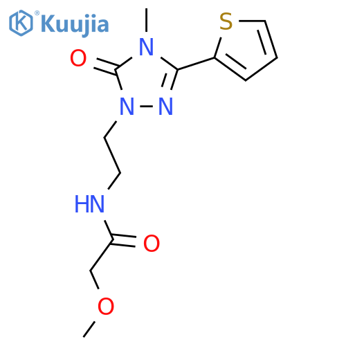 2-methoxy-N-{2-4-methyl-5-oxo-3-(thiophen-2-yl)-4,5-dihydro-1H-1,2,4-triazol-1-ylethyl}acetamide structure