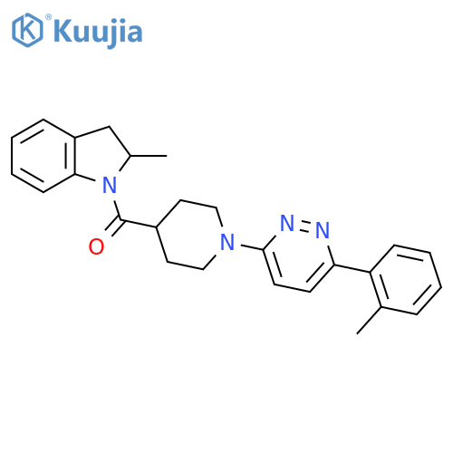 2-methyl-1-{1-6-(2-methylphenyl)pyridazin-3-ylpiperidine-4-carbonyl}-2,3-dihydro-1H-indole structure