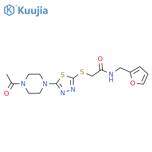 2-{5-(4-acetylpiperazin-1-yl)-1,3,4-thiadiazol-2-ylsulfanyl}-N-(furan-2-yl)methylacetamide structure