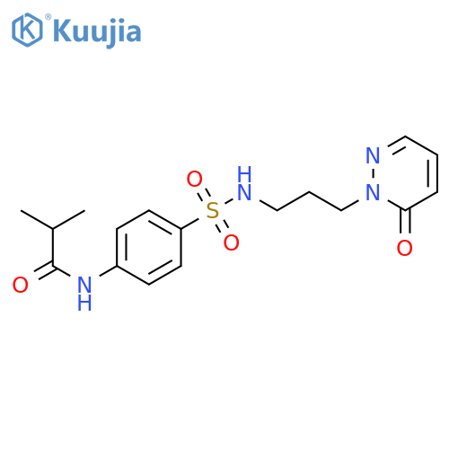 2-methyl-N-(4-{[3-(6-oxo-1,6-dihydropyridazin-1-yl)propyl]sulfamoyl}phenyl)propanamide structure